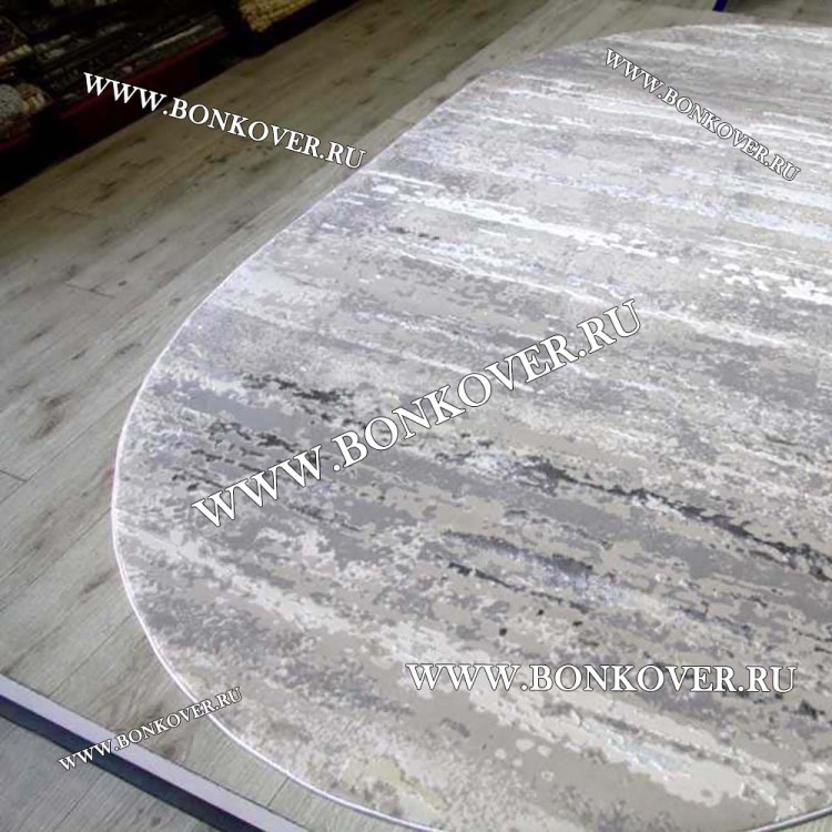 Ковер Турция Современный Дизайн 22 Серый с Голубым Овал